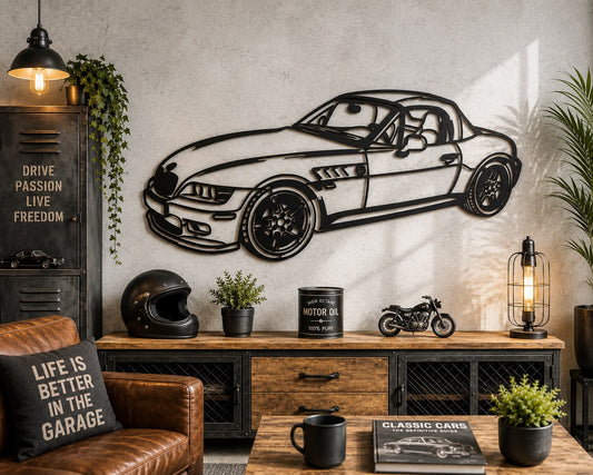 Z3 Cabrio - Metallsilhouette - Auto Wanddeko für Garage & Wohnzimmer - pulverbeschichtet