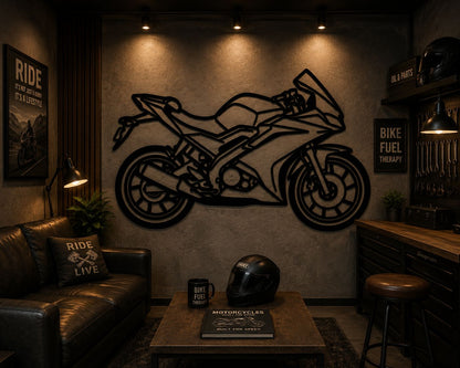 ZX6R - Metallsilhouette - Motorrad Wanddeko für Garage & Wohnzimmer - pulverbeschichtet