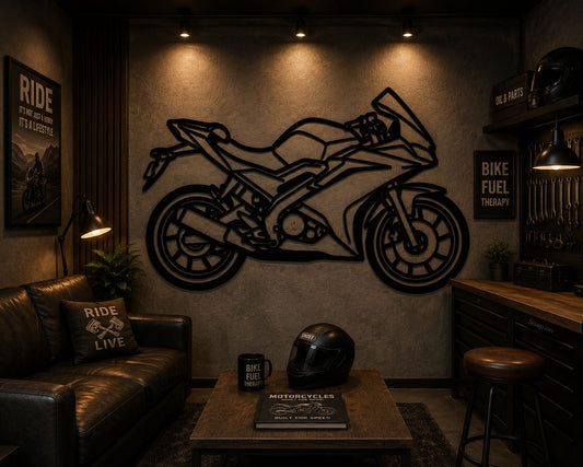 ZX6R - Metallsilhouette - Motorrad Wanddeko für Garage & Wohnzimmer - pulverbeschichtet