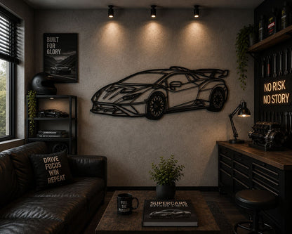 Huracan - Metallsilhouette - Auto Wanddeko für Garage & Wohnzimmer - pulverbeschichtet