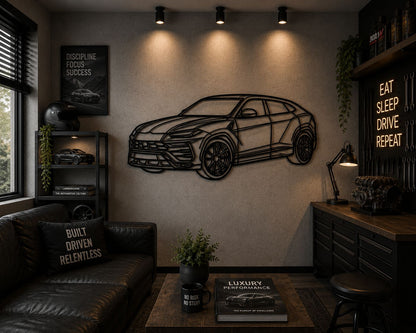 Urus - Metallsilhouette - Auto Wanddeko für Garage & Wohnzimmer - pulverbeschichtet