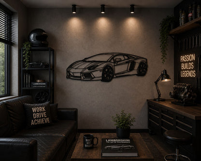 Aventador - Metallsilhouette - Auto Wanddeko für Garage & Wohnzimmer - pulverbeschichtet