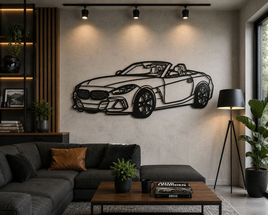 Z4 - Metallsilhouette - Auto Wanddeko für Garage & Wohnzimmer - pulverbeschichtet