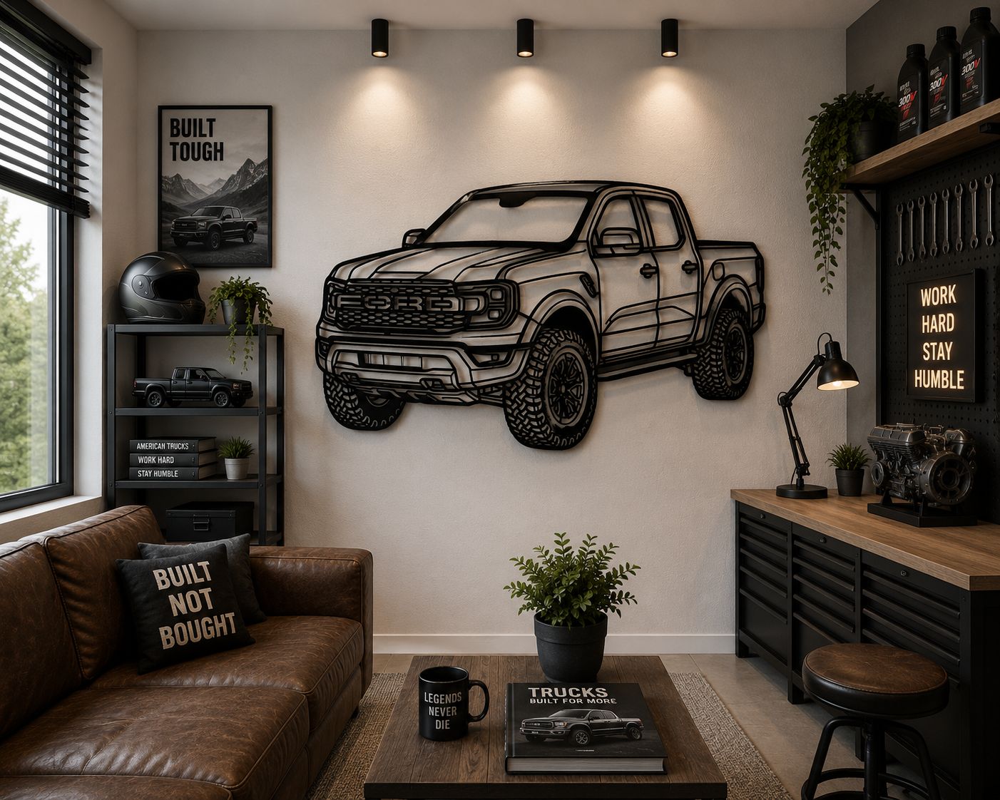 Ranger - Metallsilhouette - Auto Wanddeko für Garage & Wohnzimmer - pulverbeschichtet