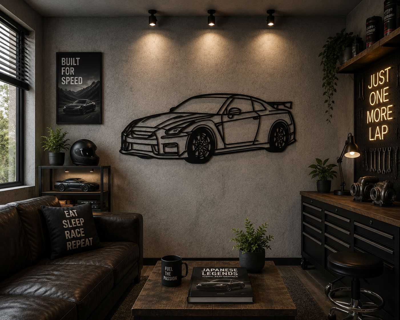 R35 - Metallsilhouette - Auto Wanddeko für Garage & Wohnzimmer - pulverbeschichtet