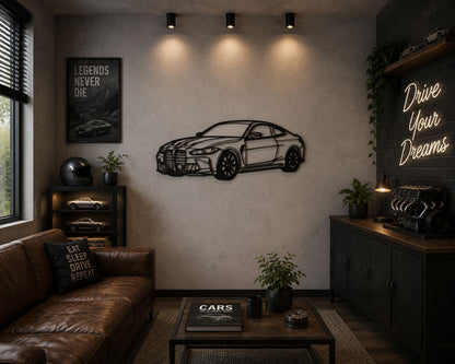 M3 - Metallsilhouette - Auto Wanddeko für Garage & Wohnzimmer - pulverbeschichtet